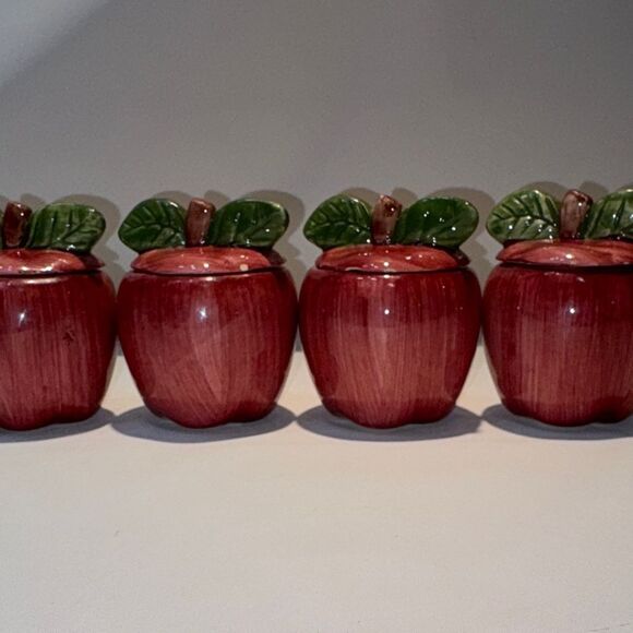 Apple Shaped Ceramic Containers - Picture 3 of 10